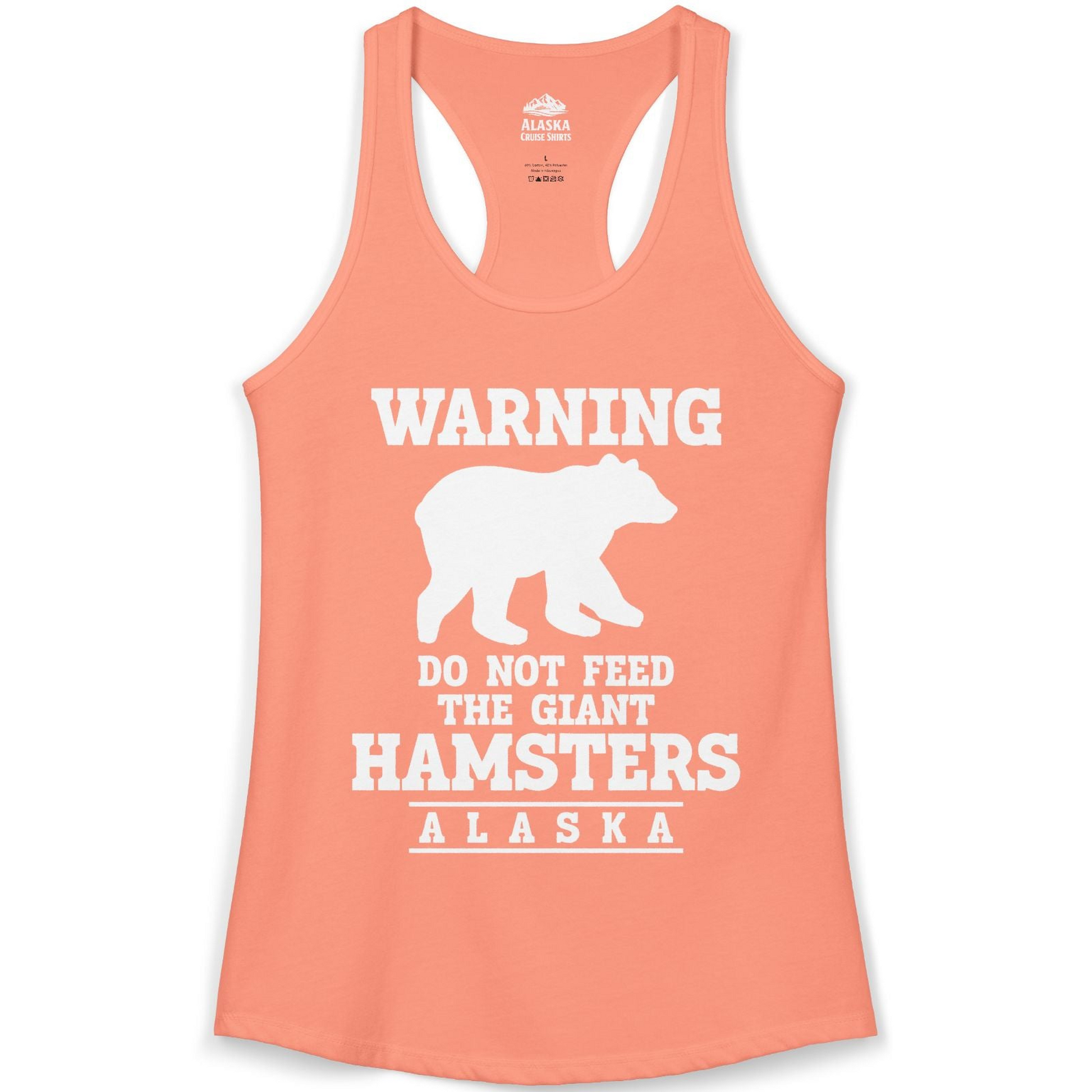 Funny Alaska Bear Warning Shirt Ladies Tank Top – Solid Light Orange – Alaska Cruise Shirts