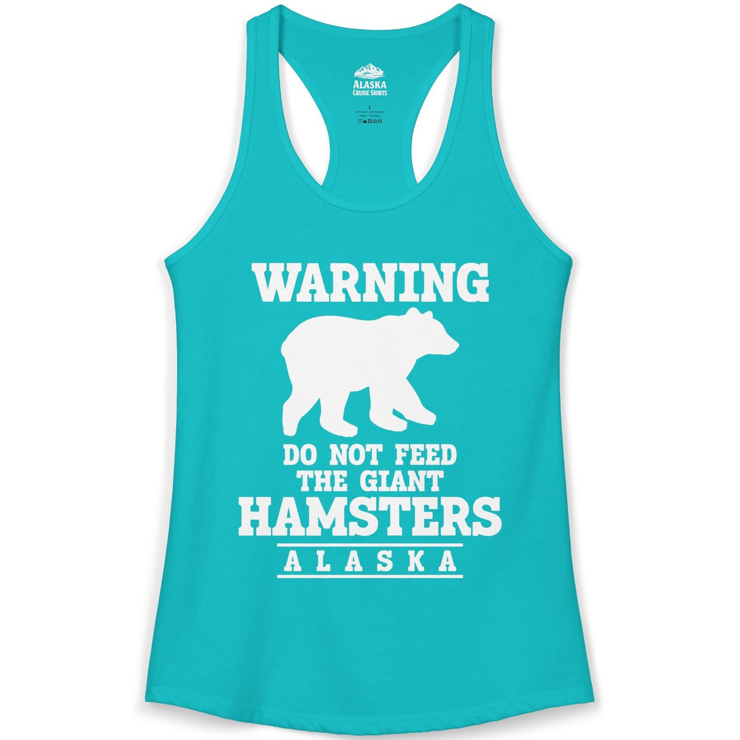 Funny Alaska Bear Warning Shirt Ladies Tank Top – Tahiti Blue – Alaska Cruise Shirts