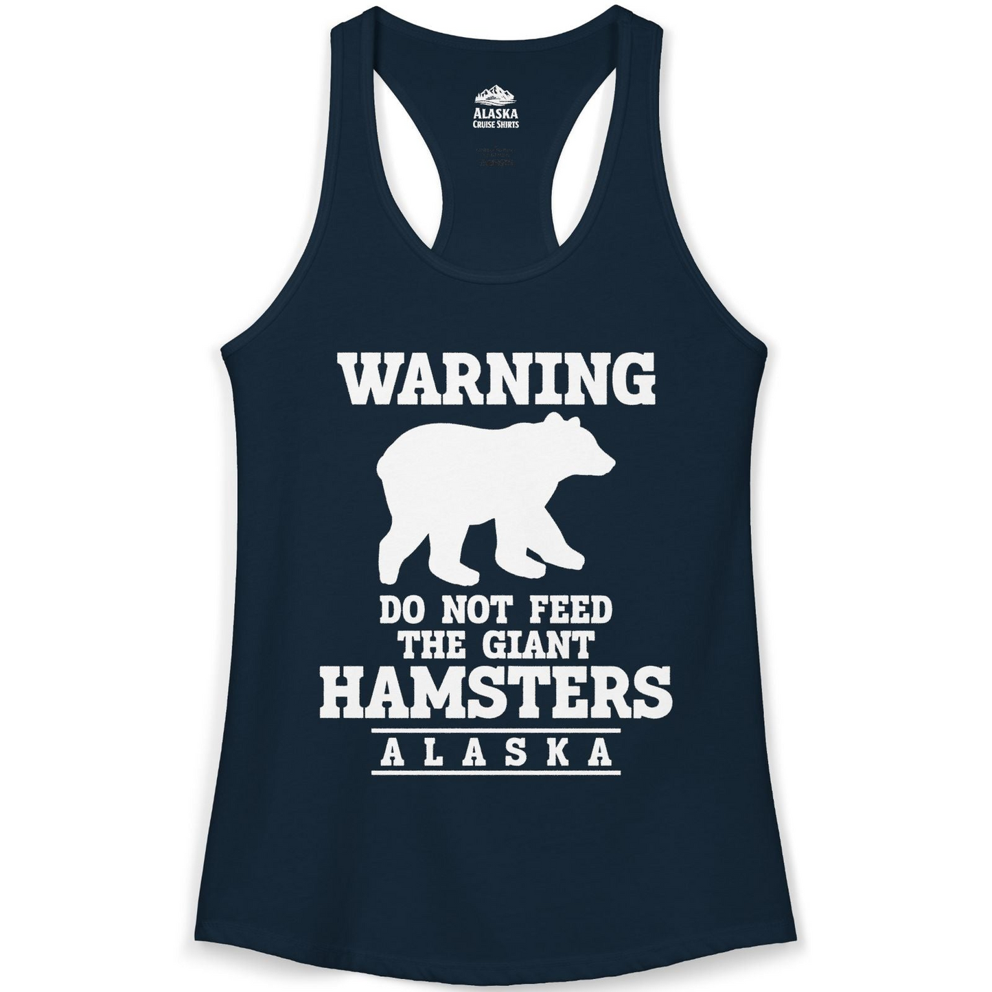 Funny Alaska Bear Warning Shirt Ladies Tank Top – Solid Midnight Navy – Alaska Cruise Shirts