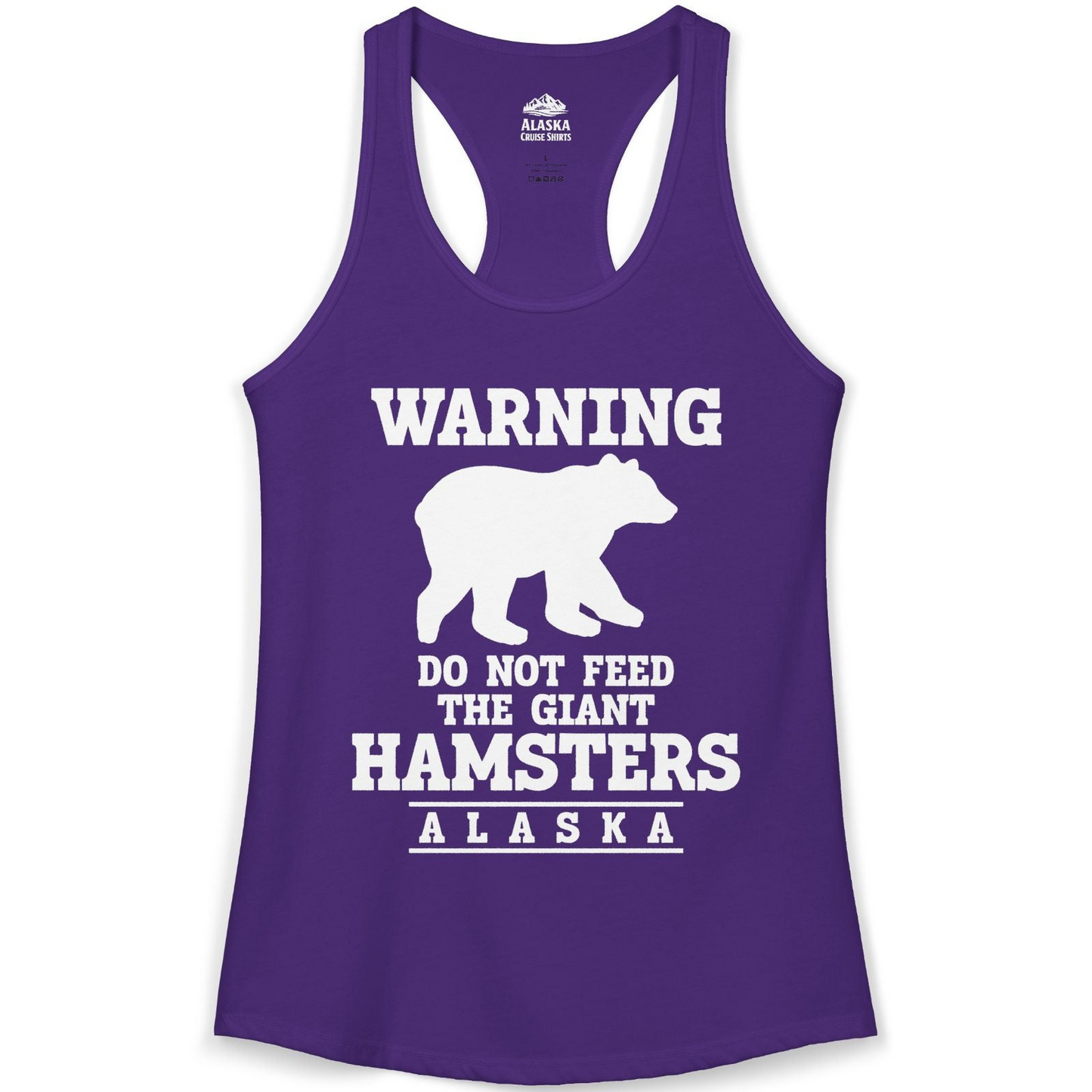 Funny Alaska Bear Warning Shirt Ladies Tank Top – Solid Purple Rush – Alaska Cruise Shirts