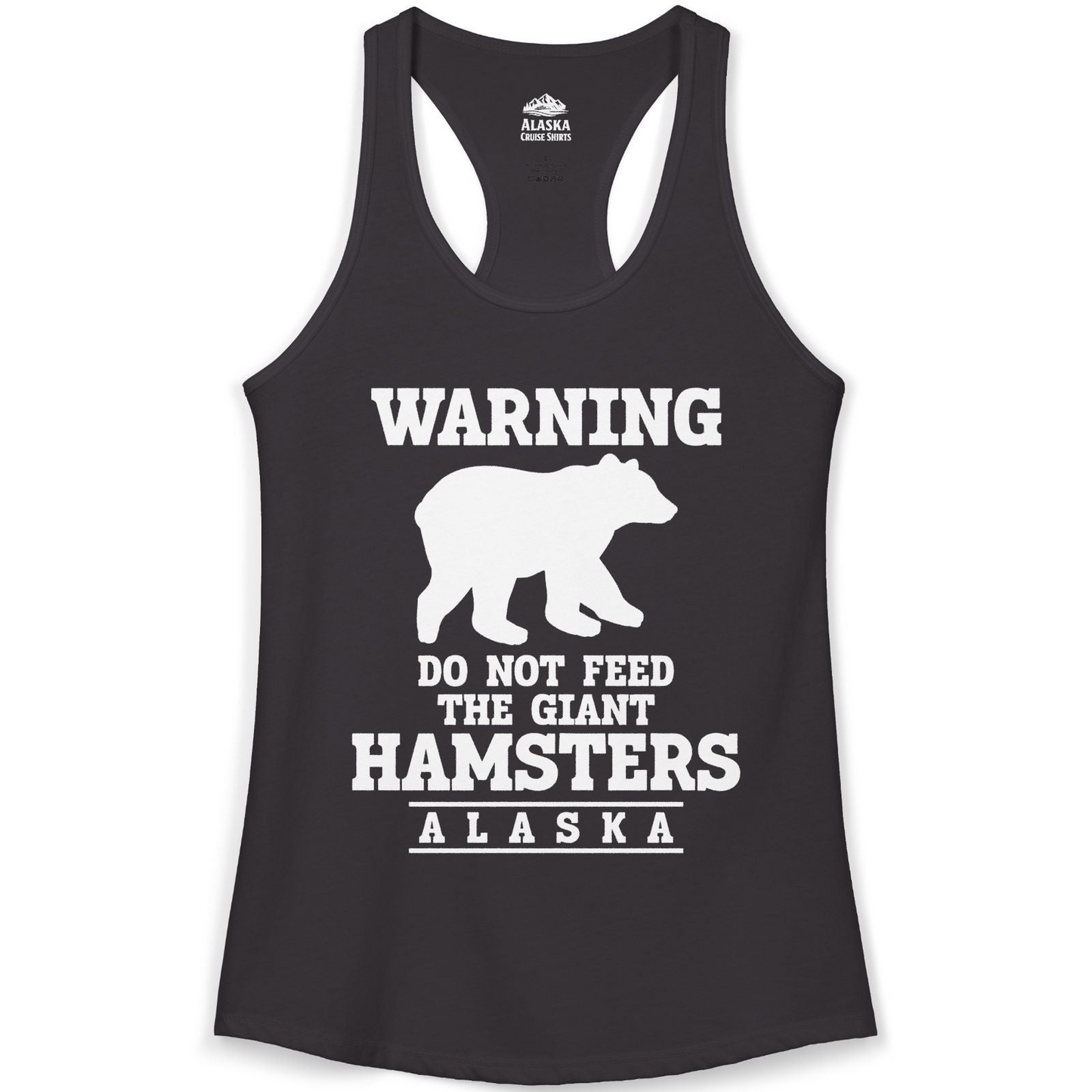 Funny Alaska Bear Warning Shirt Ladies Tank Top – Black – Alaska Cruise Shirts