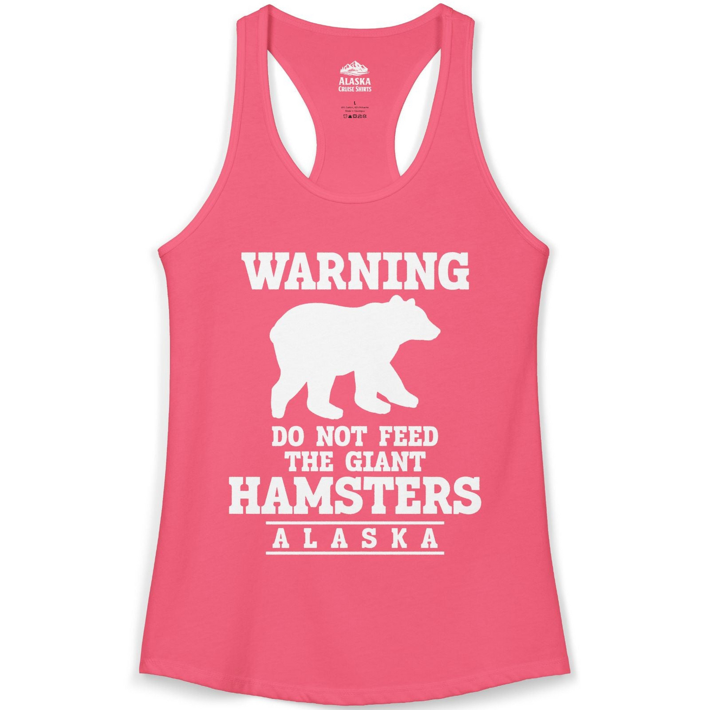 Funny Alaska Bear Warning Shirt Ladies Tank Top – Hot Pink – Alaska Cruise Shirts