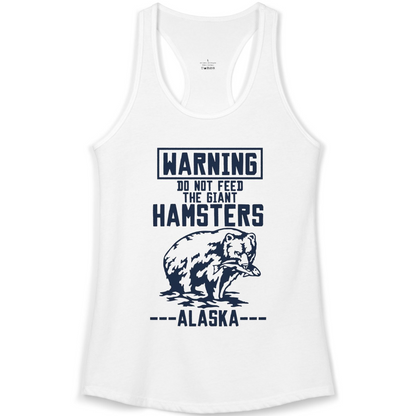 Funny Alaska Bear Warning Sign Shirt Ladies Tank Top – White – Alaska Cruise Shirts