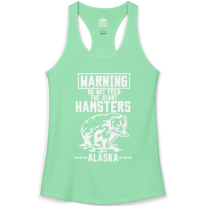 Funny Alaska Bear Warning Sign Shirt Ladies Tank Top – Solid Mint – Alaska Cruise Shirts