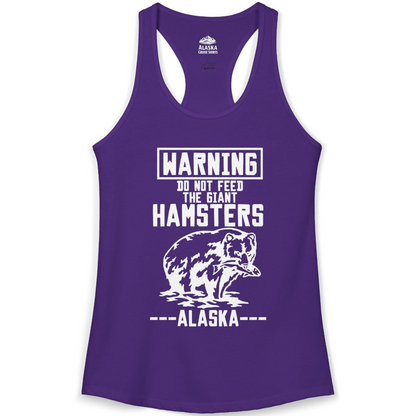 Funny Alaska Bear Warning Sign Shirt Ladies Tank Top – Solid Purple Rush – Alaska Cruise Shirts