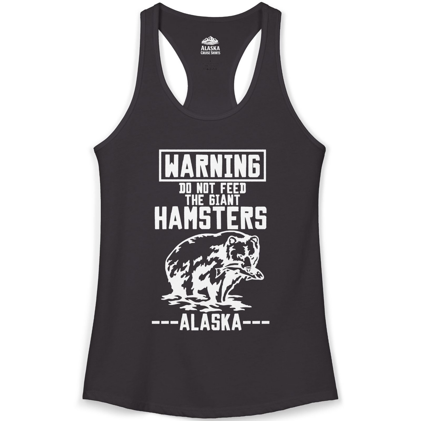 Funny Alaska Bear Warning Sign Shirt Ladies Tank Top – Black – Alaska Cruise Shirts
