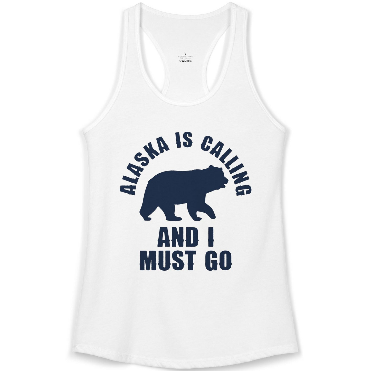 Alaska Is Calling Bear Silhouette Adventure Shirt Ladies Tank Top – White – Alaska Cruise Shirts