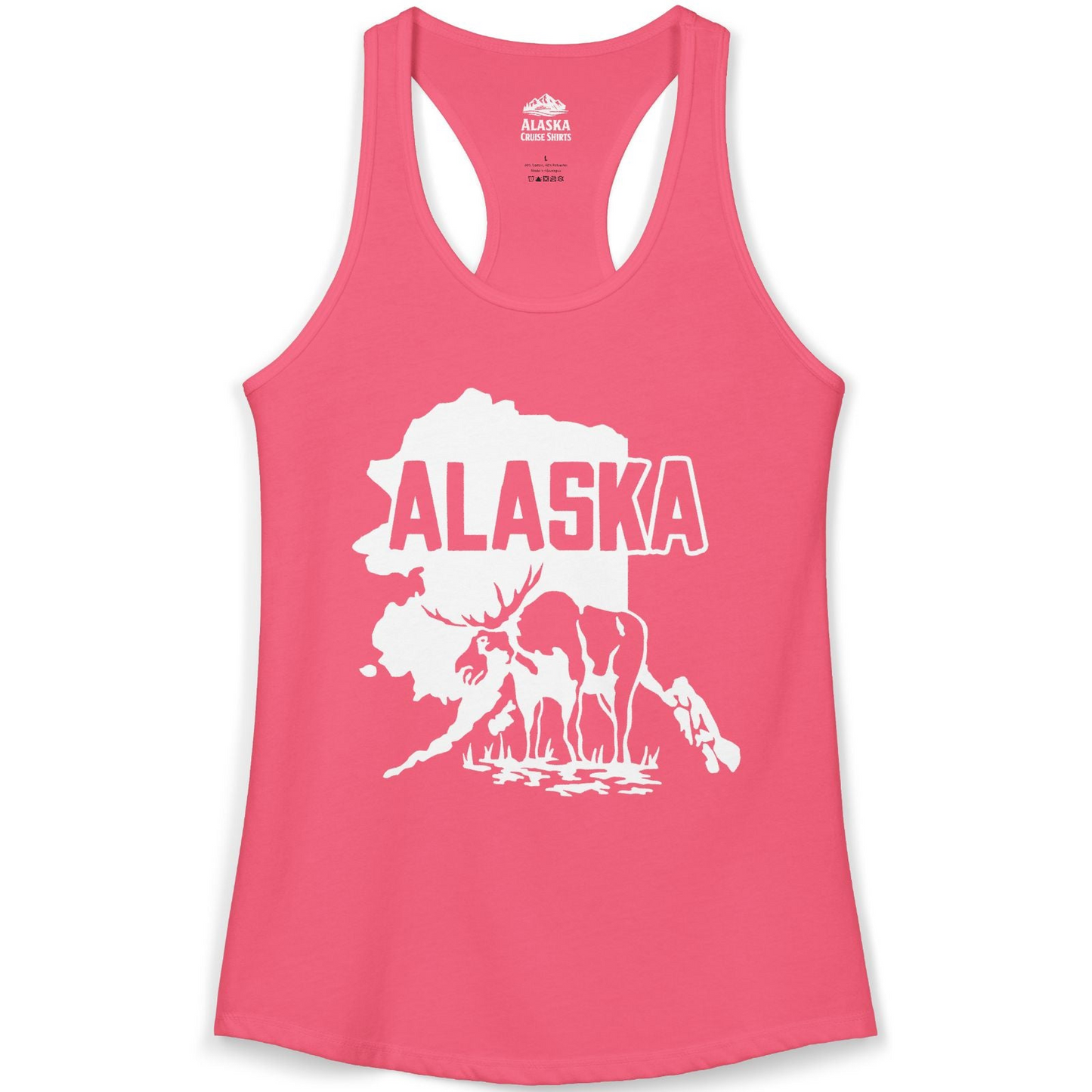 Alaska Moose Silhouette Shirt Ladies Tank Top – Hot Pink – Alaska Cruise Shirts