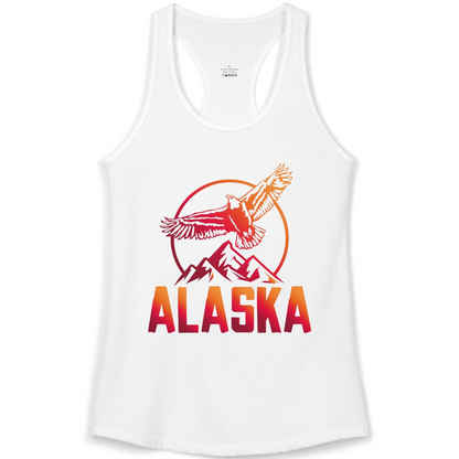Alaska Eagle Mountains Graphic Shirt Ladies Tank Top – White – Alaska Cruise Shirts