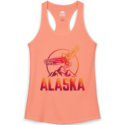 Alaska Eagle Mountains Graphic Shirt Ladies Tank Top – Solid Light Orange – Alaska Cruise Shirts
