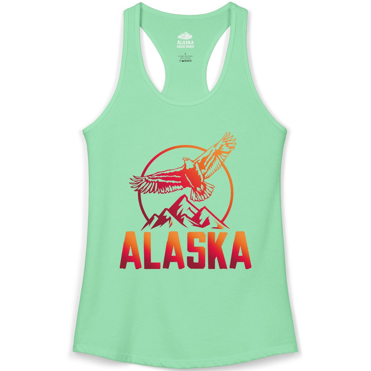 Alaska Eagle Mountains Graphic Shirt Ladies Tank Top – Solid Mint – Alaska Cruise Shirts