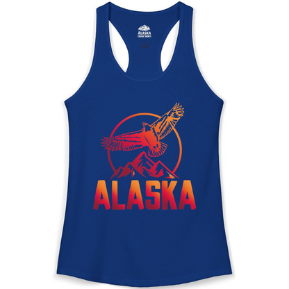 Alaska Eagle Mountains Graphic Shirt Ladies Tank Top – Solid Royal – Alaska Cruise Shirts
