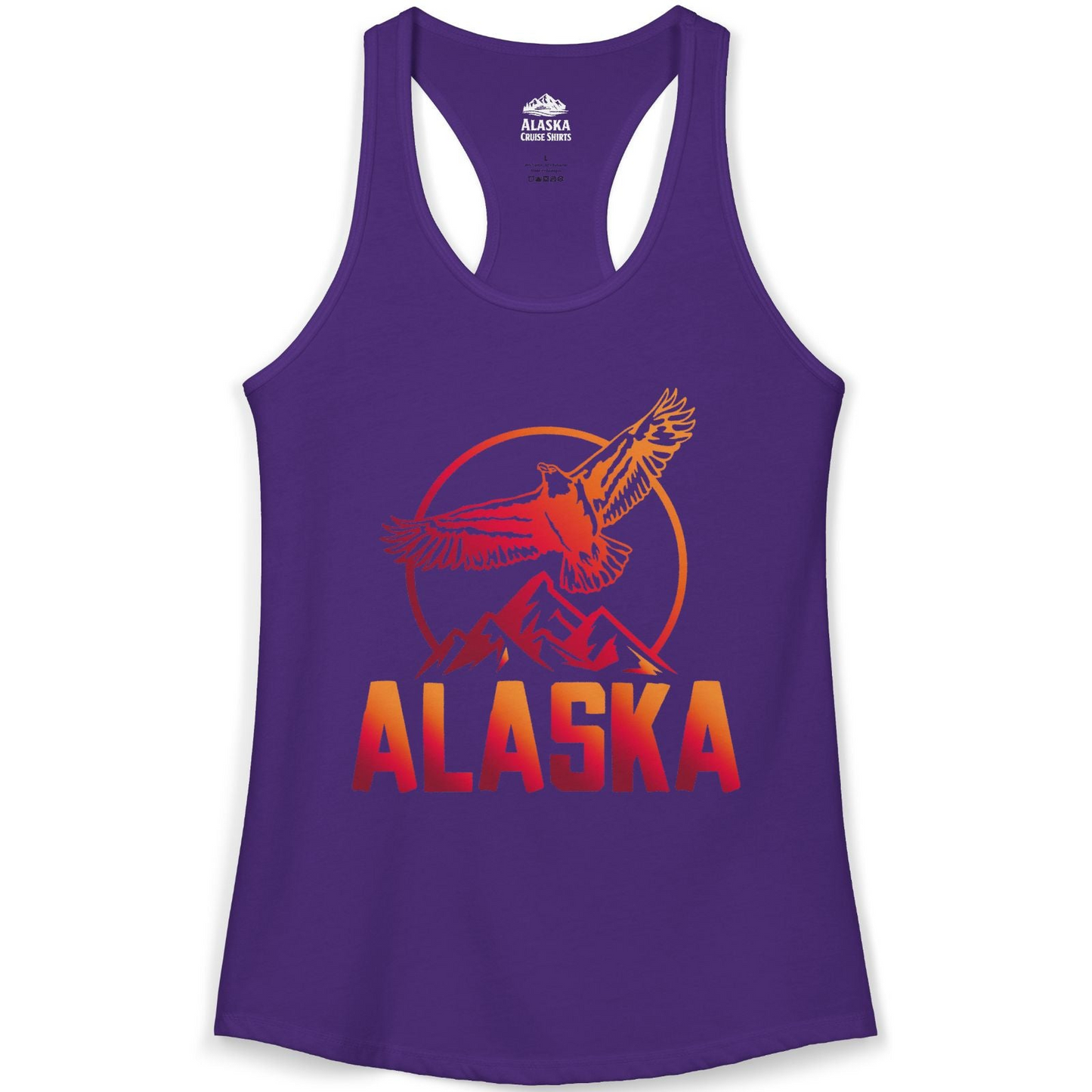 Alaska Eagle Mountains Graphic Shirt Ladies Tank Top – Solid Purple Rush – Alaska Cruise Shirts