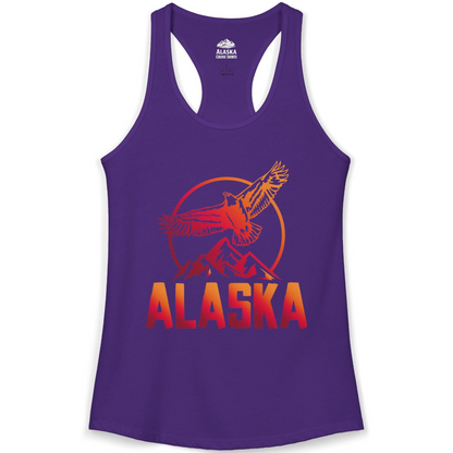 Alaska Eagle Mountains Graphic Shirt Ladies Tank Top – Solid Purple Rush – Alaska Cruise Shirts