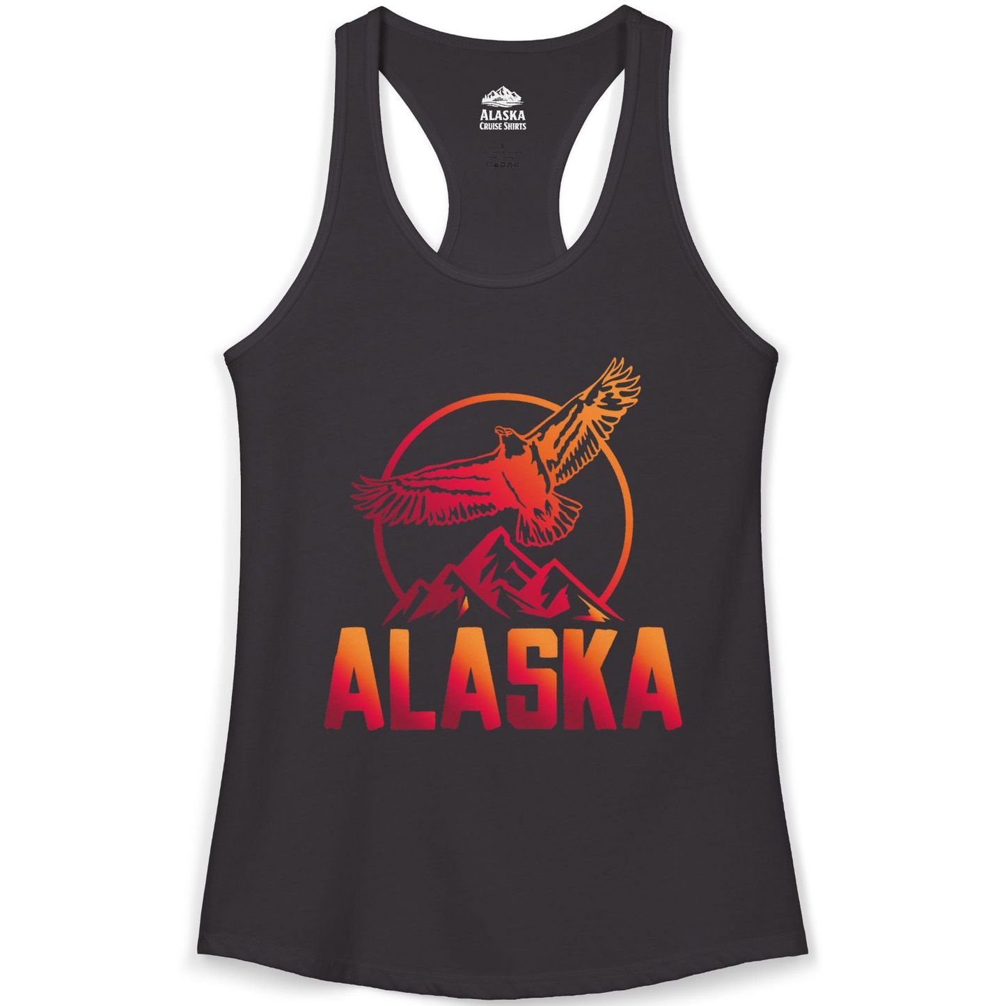 Alaska Eagle Mountains Graphic Shirt Ladies Tank Top – Black – Alaska Cruise Shirts
