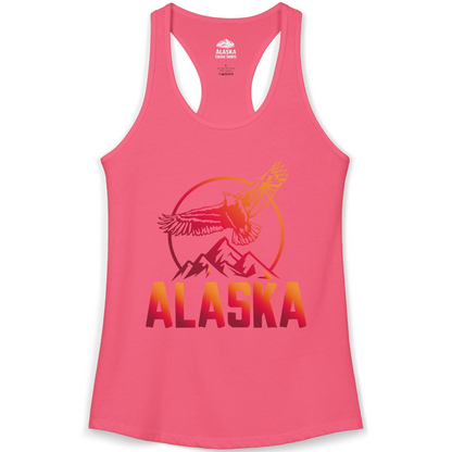 Alaska Eagle Mountains Graphic Shirt Ladies Tank Top – Hot Pink – Alaska Cruise Shirts