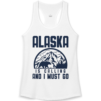 Alaska Is Calling Shirt Ladies Tank Top – White – Alaska Cruise Shirts