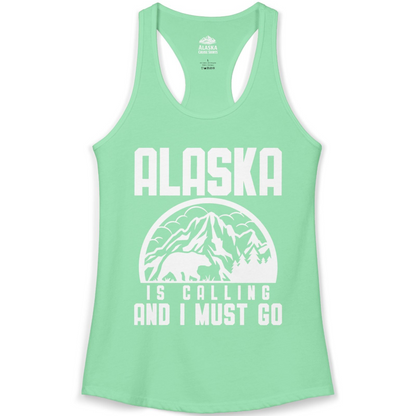 Alaska Is Calling Shirt Ladies Tank Top – Solid Mint – Alaska Cruise Shirts