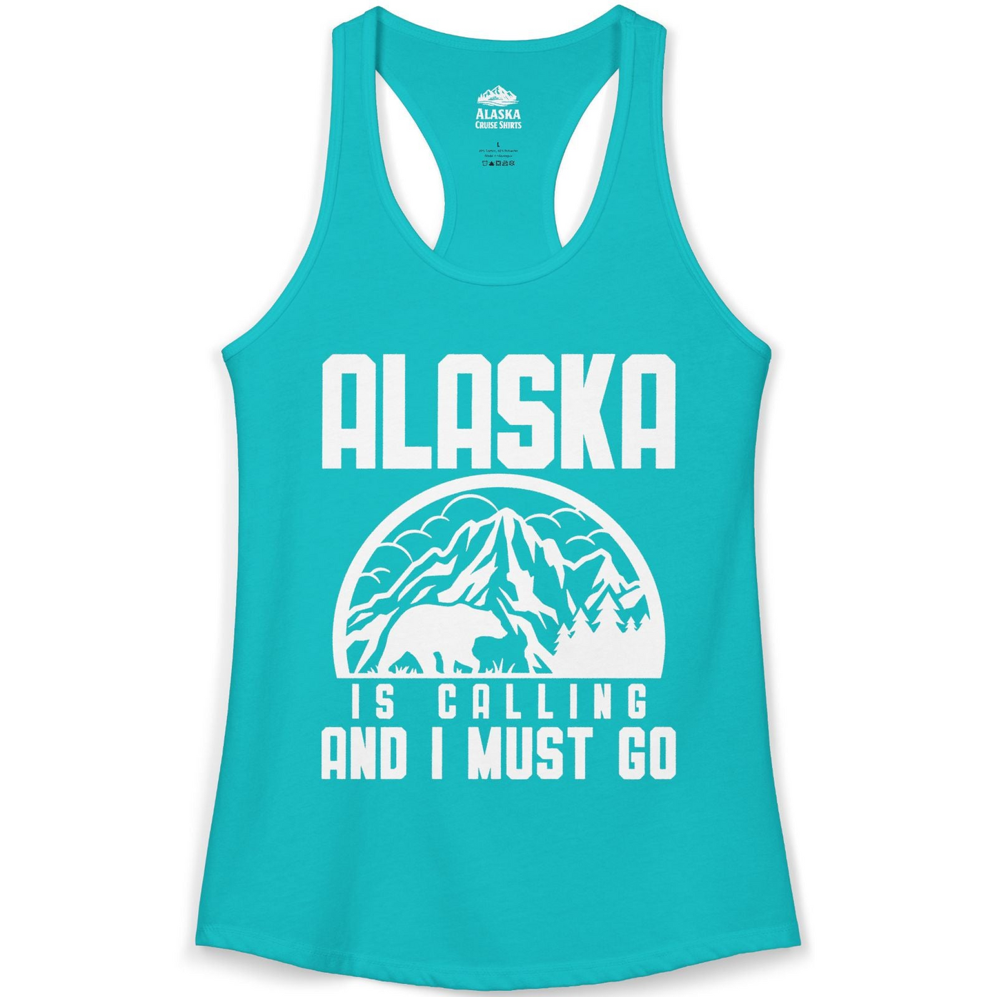 Alaska Is Calling Shirt Ladies Tank Top – Tahiti Blue – Alaska Cruise Shirts