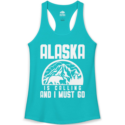 Alaska Is Calling Shirt Ladies Tank Top – Tahiti Blue – Alaska Cruise Shirts