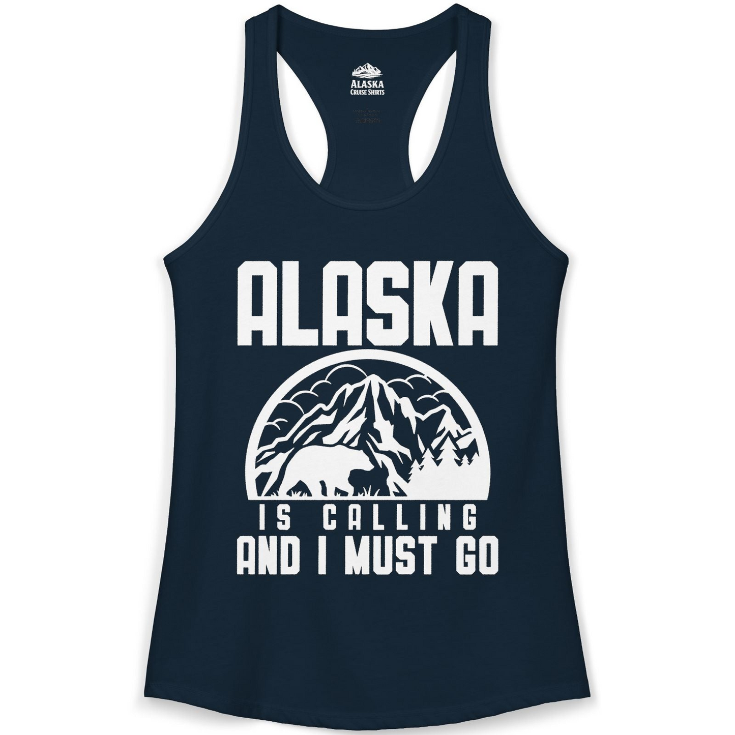 Alaska Is Calling Shirt Ladies Tank Top – Solid Midnight Navy – Alaska Cruise Shirts