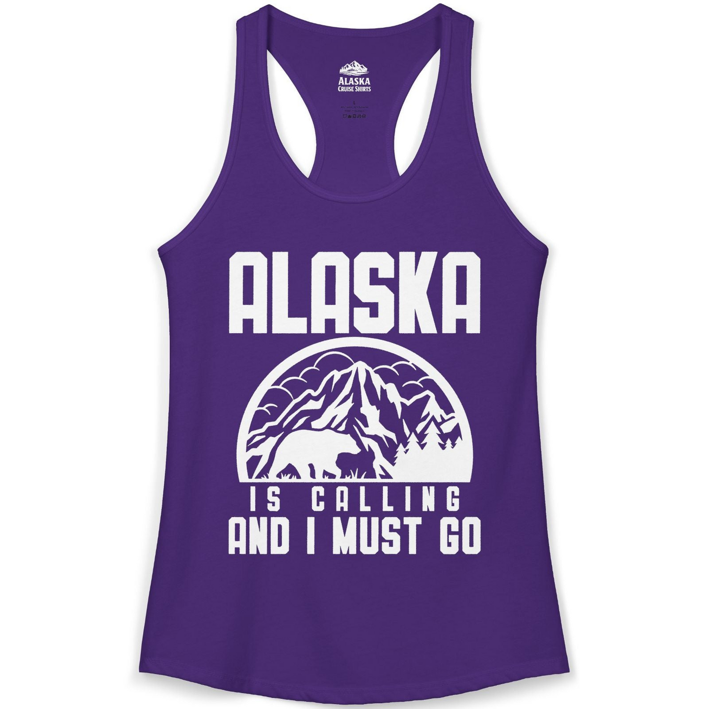 Alaska Is Calling Shirt Ladies Tank Top – Solid Purple Rush – Alaska Cruise Shirts