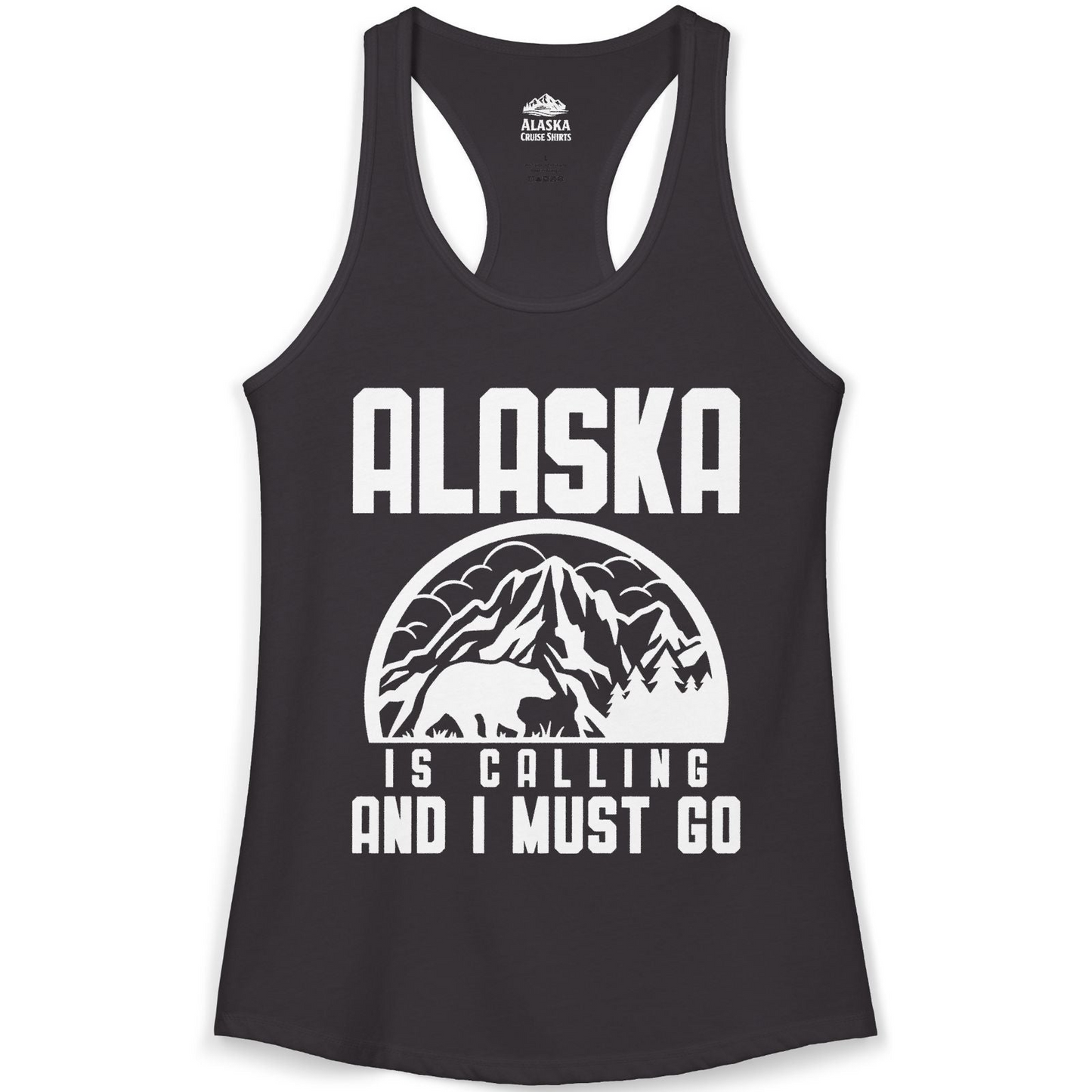 Alaska Is Calling Shirt Ladies Tank Top – Black – Alaska Cruise Shirts