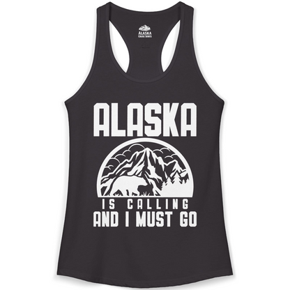 Alaska Is Calling Shirt Ladies Tank Top – Black – Alaska Cruise Shirts