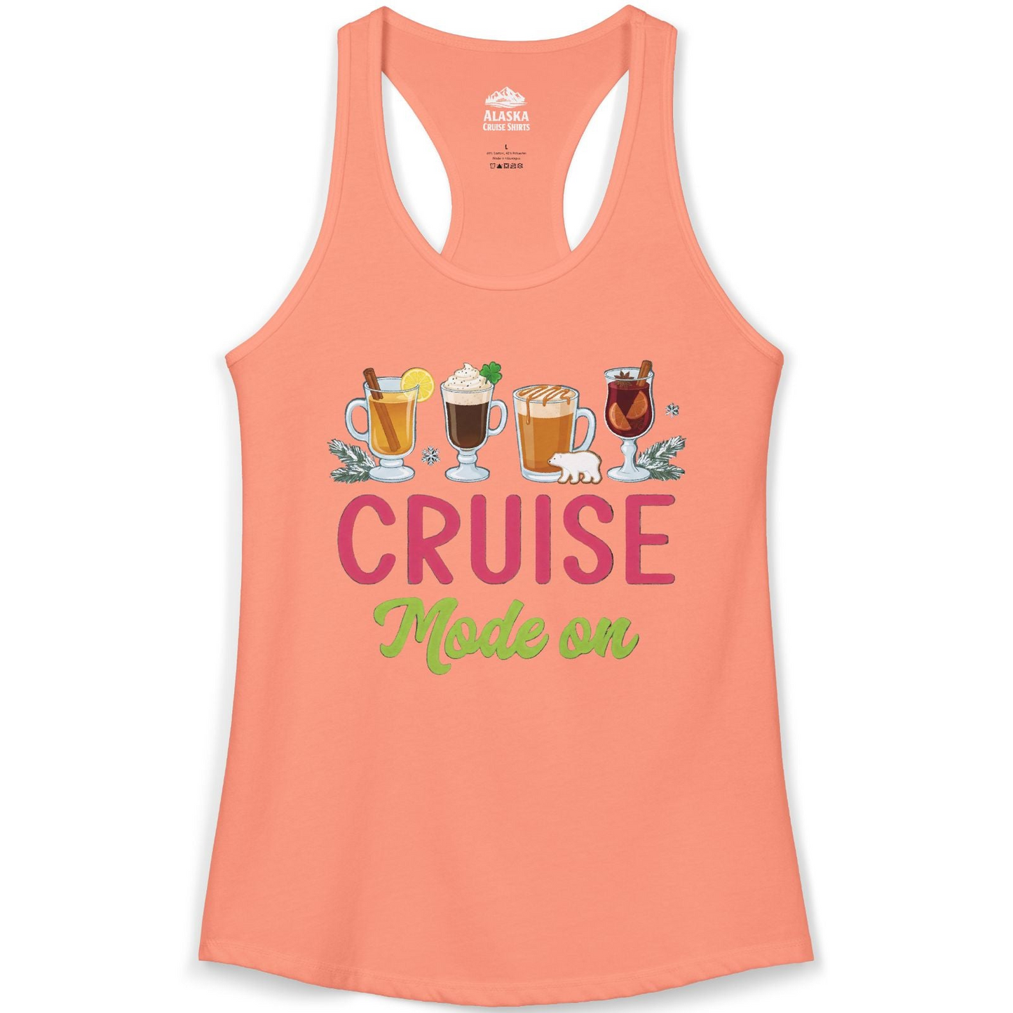 Cruise Mode On Shirt Ladies Tank Top – Solid Light Orange – Alaska Cruise Shirts