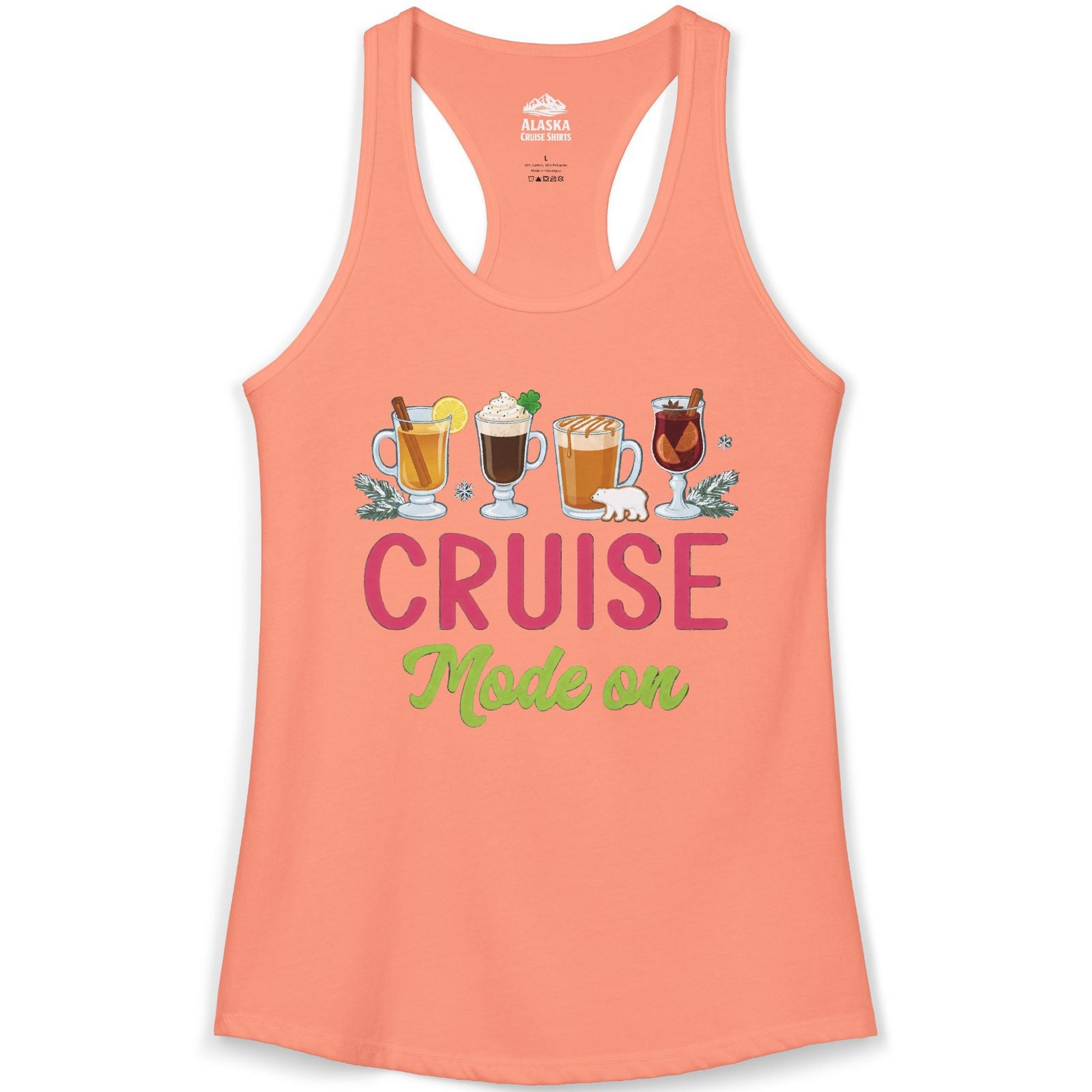 Cruise Mode On Shirt Ladies Tank Top – Solid Light Orange – Alaska Cruise Shirts