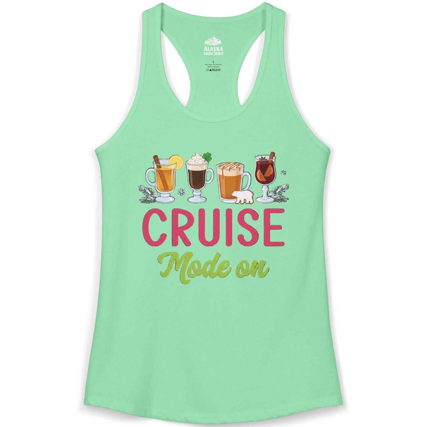 Cruise Mode On Shirt Ladies Tank Top – Solid Mint – Alaska Cruise Shirts