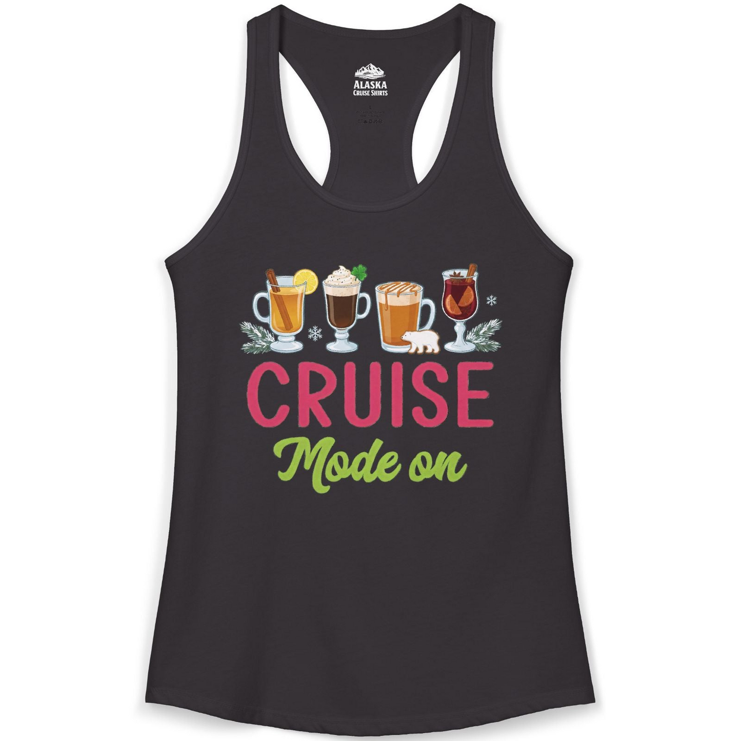 Cruise Mode On Shirt Ladies Tank Top – Black – Alaska Cruise Shirts