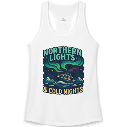 Northern Lights Alaska Cruise Ship Night Adventure Travel Shirt — Ladies Tank Ladies Tank Top – White – Alaska Cruise Shirts