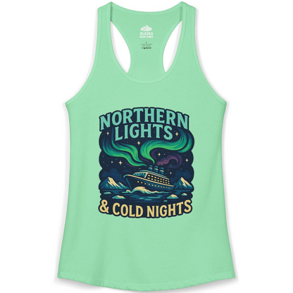 Northern Lights Alaska Cruise Ship Night Adventure Travel Shirt — Ladies Tank Ladies Tank Top – Solid Mint – Alaska Cruise Shirts