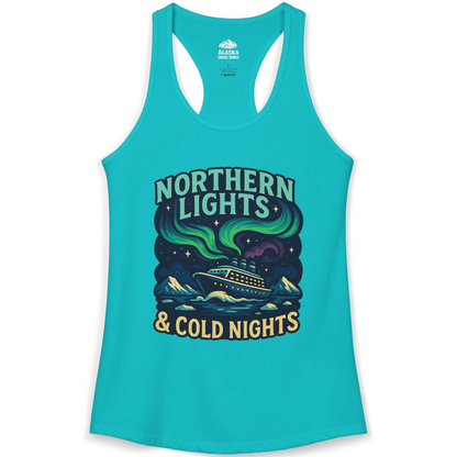 Northern Lights Alaska Cruise Ship Night Adventure Travel Shirt — Ladies Tank Ladies Tank Top – Tahiti Blue – Alaska Cruise Shirts