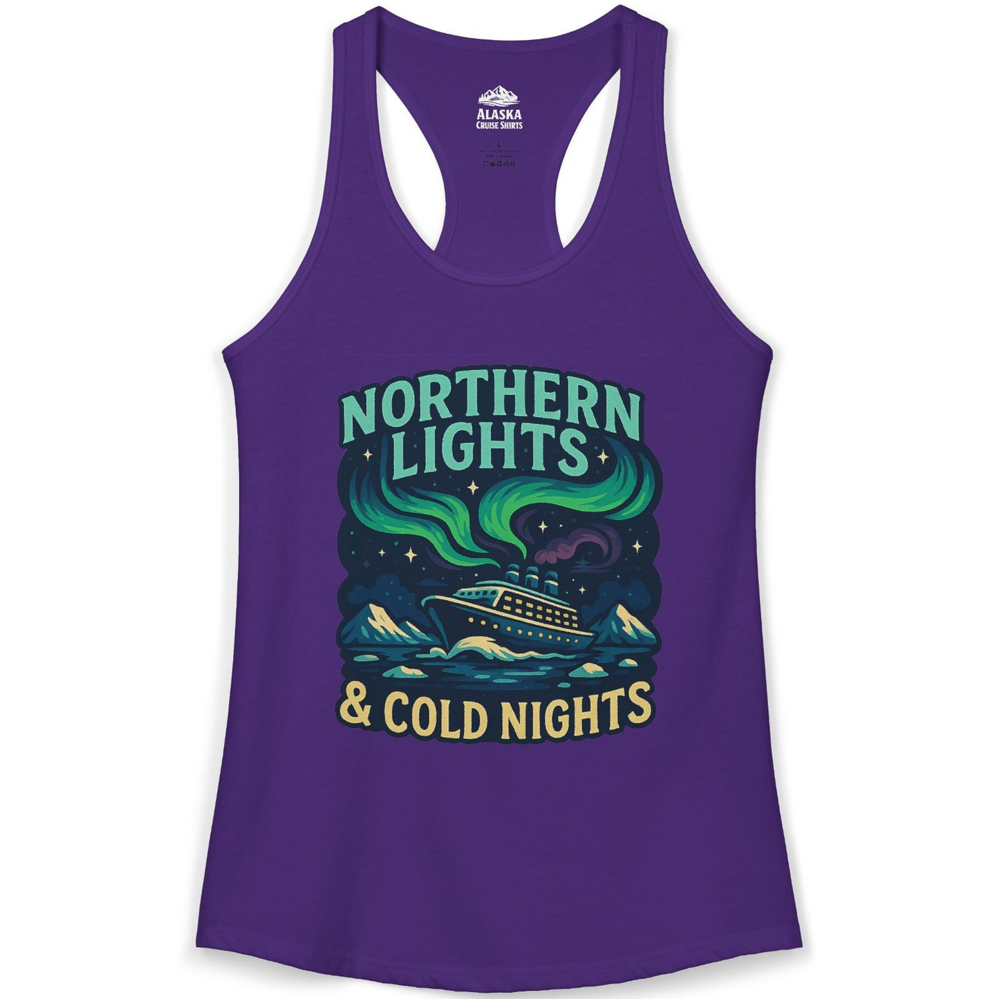 Northern Lights Alaska Cruise Ship Night Adventure Travel Shirt — Ladies Tank Ladies Tank Top – Solid Purple Rush – Alaska Cruise Shirts