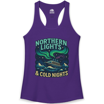 Northern Lights Alaska Cruise Ship Night Adventure Travel Shirt — Ladies Tank Ladies Tank Top – Solid Purple Rush – Alaska Cruise Shirts