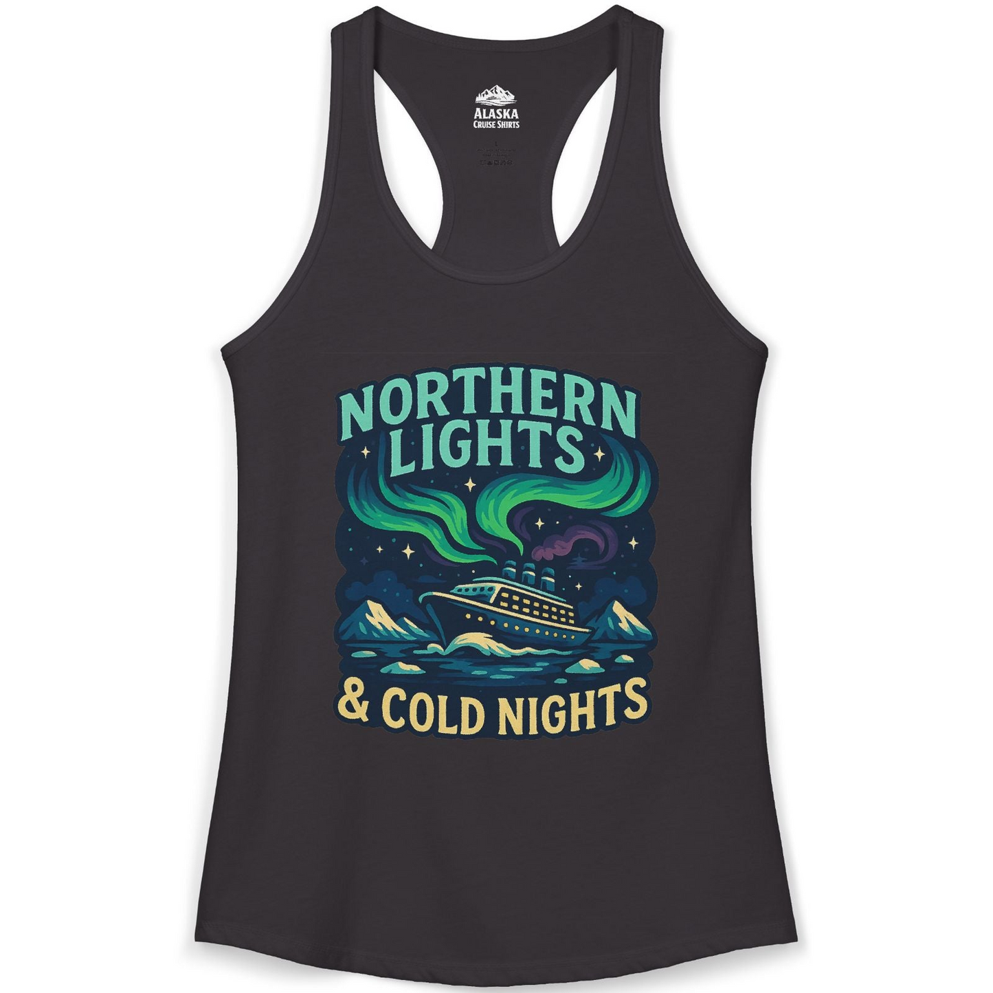 Northern Lights Alaska Cruise Ship Night Adventure Travel Shirt — Ladies Tank Ladies Tank Top – Black – Alaska Cruise Shirts