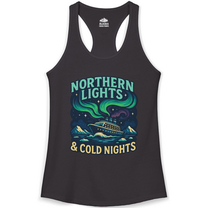 Northern Lights Alaska Cruise Ship Night Adventure Travel Shirt — Ladies Tank Ladies Tank Top – Black – Alaska Cruise Shirts