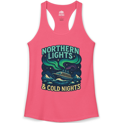 Northern Lights Alaska Cruise Ship Night Adventure Travel Shirt — Ladies Tank Ladies Tank Top – Hot Pink – Alaska Cruise Shirts