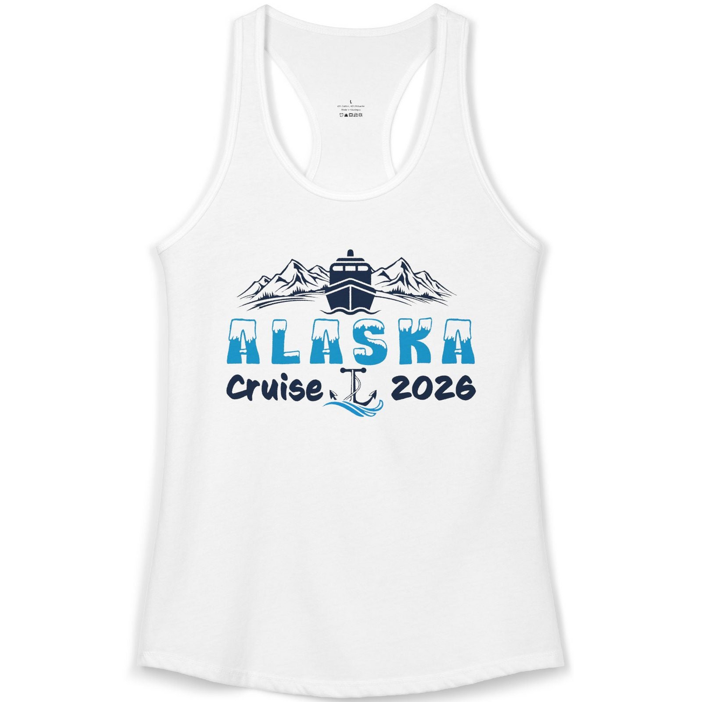 Alaska Cruise 2026 Shirt Ladies Tank Top – White – Alaska Cruise Shirts