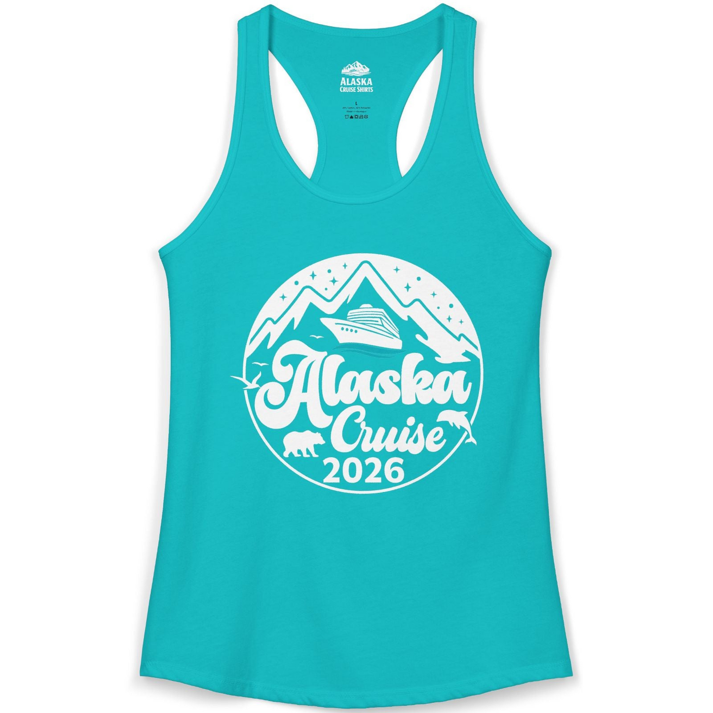 Alaska Cruise 2026 Shirt Ladies Tank Top – Tahiti Blue – Alaska Cruise Shirts