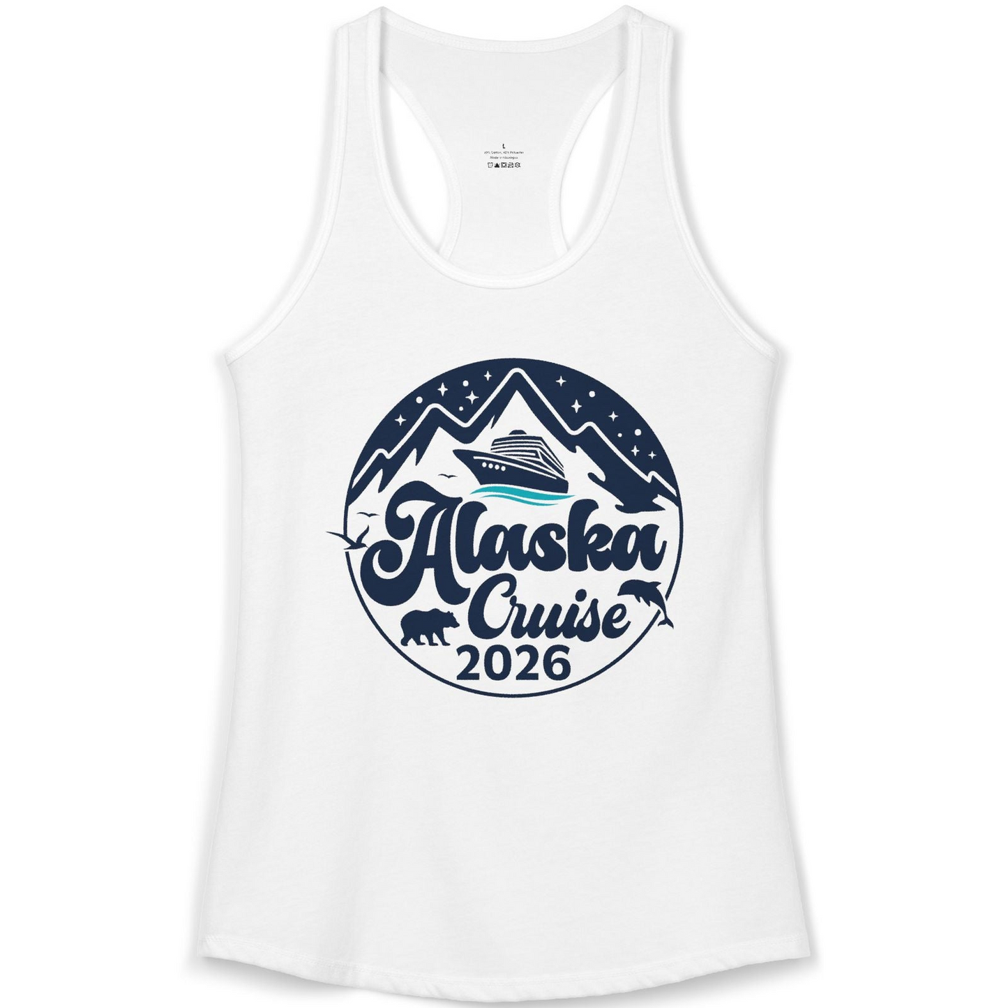 Alaska Cruise 2026 Shirt Ladies Tank Top – White – Alaska Cruise Shirts