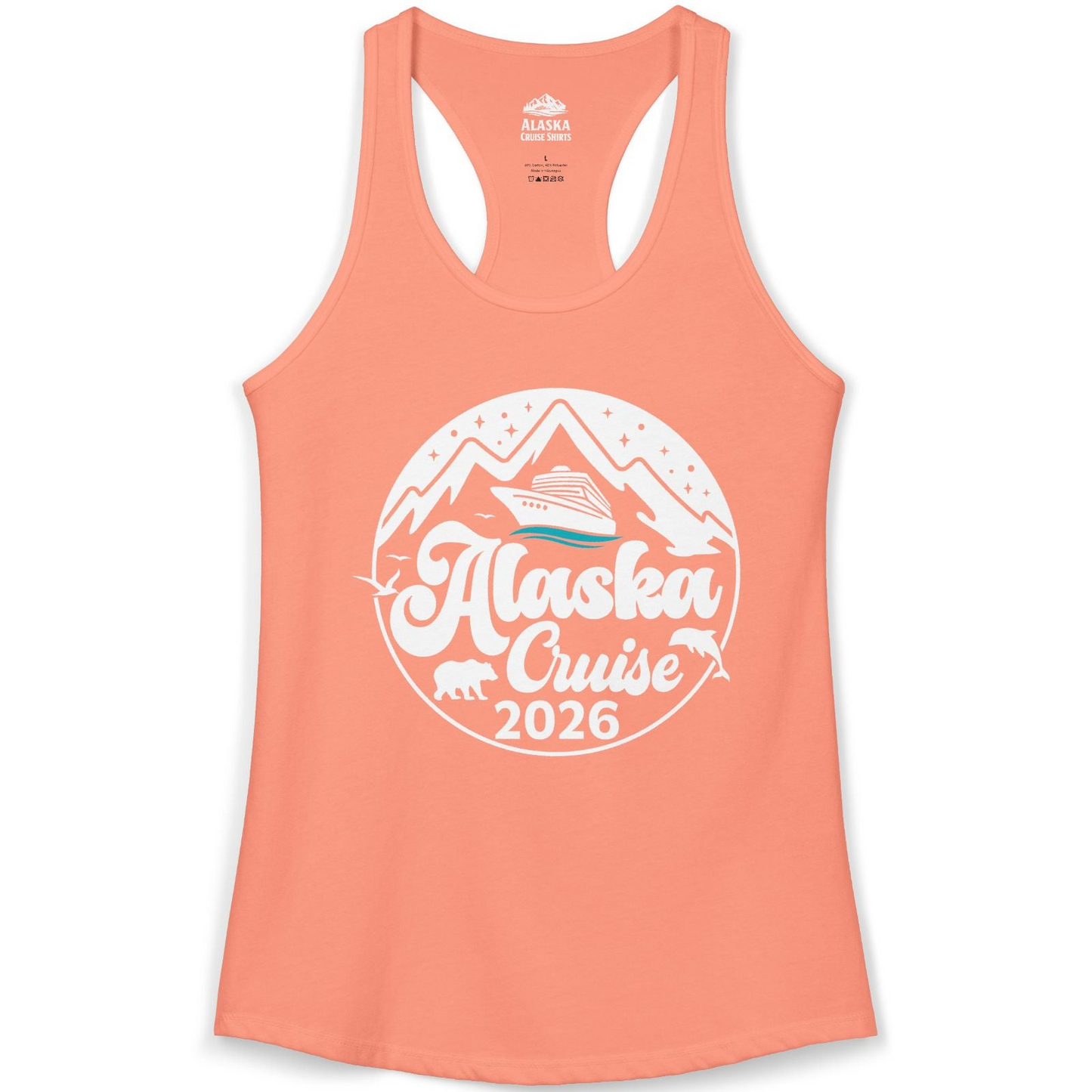 Alaska Cruise 2026 Shirt Ladies Tank Top – Solid Light Orange – Alaska Cruise Shirts
