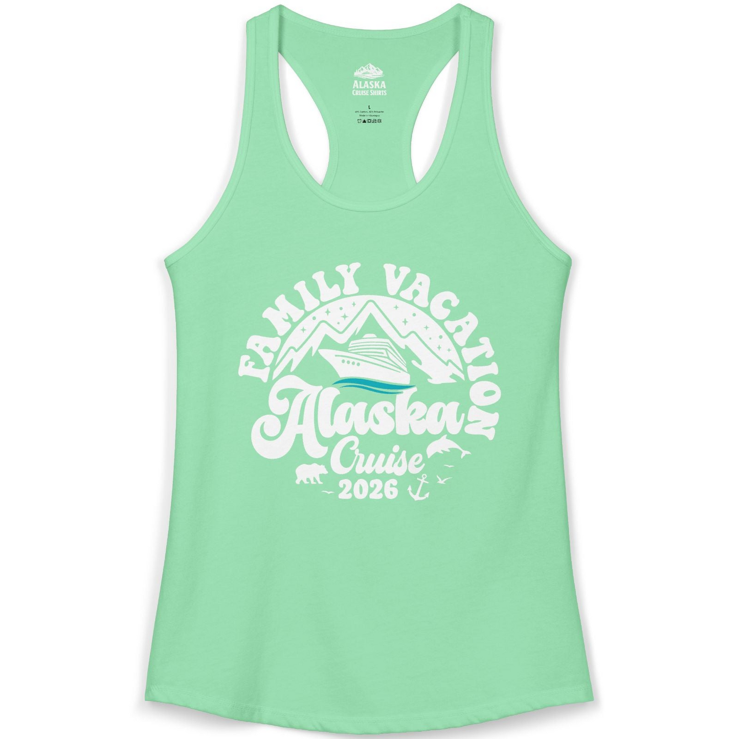 Alaska Family Cruise Shirt Ladies Tank Top – Solid Mint – Alaska Cruise Shirts