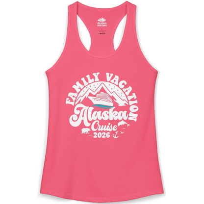 Alaska Family Cruise Shirt Ladies Tank Top – Hot Pink – Alaska Cruise Shirts