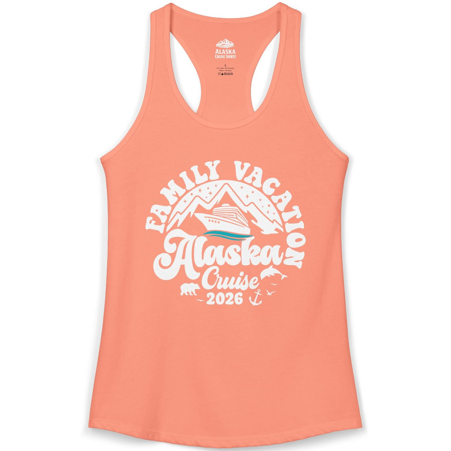 Alaska Family Cruise Shirt Ladies Tank Top – Solid Light Orange – Alaska Cruise Shirts