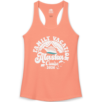 Alaska Family Cruise Shirt Ladies Tank Top – Solid Light Orange – Alaska Cruise Shirts