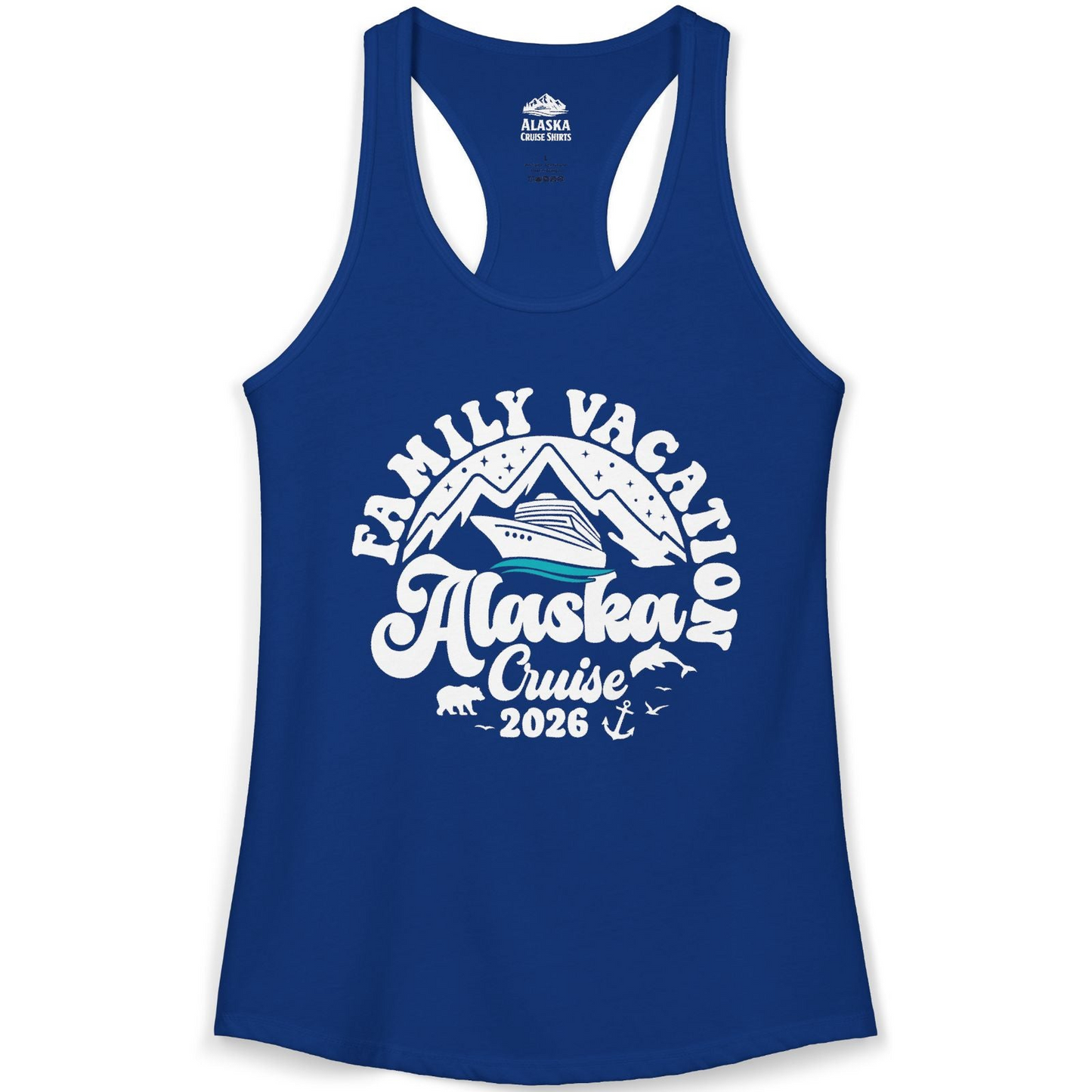 Alaska Family Cruise Shirt Ladies Tank Top – Solid Royal – Alaska Cruise Shirts