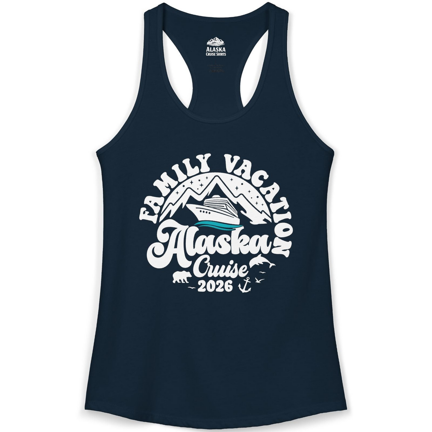 Alaska Family Cruise Shirt Ladies Tank Top – Solid Midnight Navy – Alaska Cruise Shirts